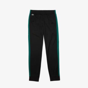 Lacoste SPORT Piqué Track Pants - Kalhoty Pánské Černé / Zelene / Černé | CZ-1hDYsF